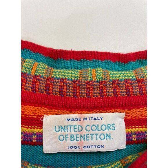 VINTAGE United Colors Of Benetton Knit Sweater Women Medium Multicolor Italy 90s - Picture 5 of 7